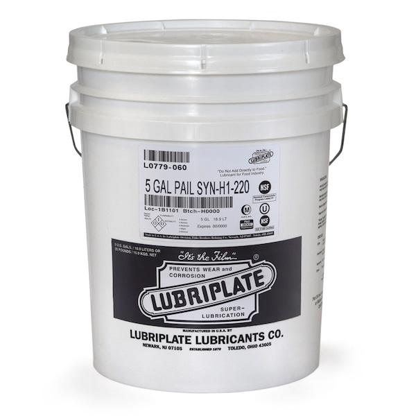 Lubriplate Syn-H1-220, 5 Gal Pail, H-1/Food Grade, Polyalkylene Glycol Chain Fluid, Iso-220 L0779-060 - main
